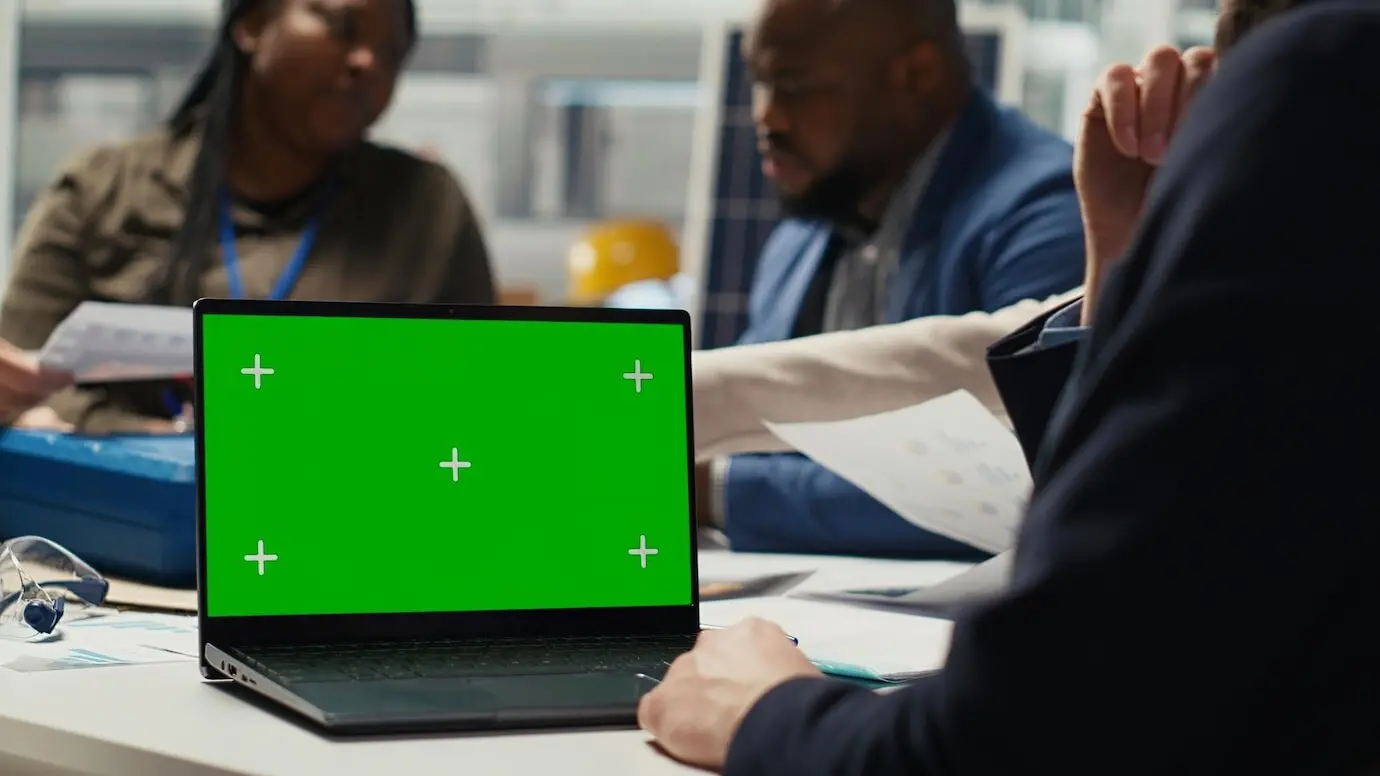 Los accionistas utilizan un portátil simulado para evaluar la viabilidad del acuerdo.